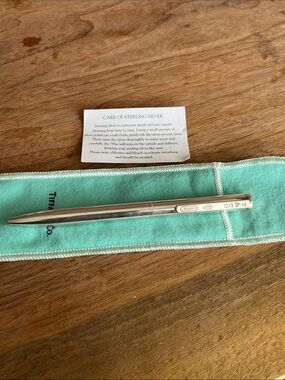 Tiffany & Co. Sterling Silver 1837 Collection Ballpoint Pen w Tiffany Blue Pouch